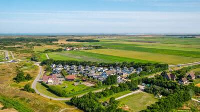 Aerial view of the small-scale holiday park EuroParcs De Koog on Texel