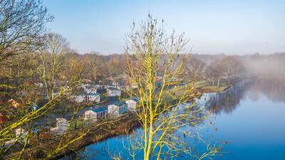 Aerial view of chalets at the Europarcs Het Amsterdamse Bos holiday park