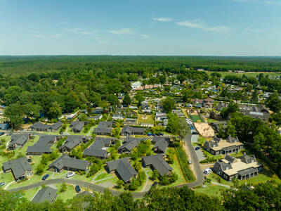 Aerial view of holiday homes at the Landgoed De IJsvogel holiday park