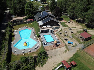 Aerial view of the outdoor pools at the Petite Suisse holiday park