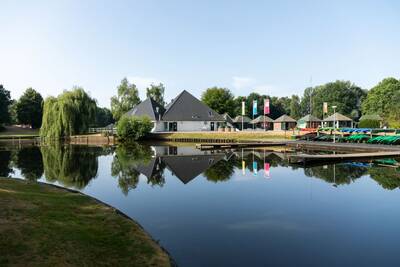 The center of the Roompot Hunzepark holiday park on the water