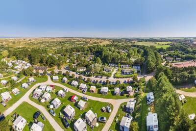 Aerial view of holiday park Roompot Kustpark Egmond aan Zee