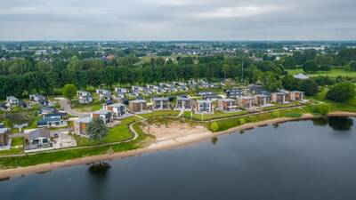Aerial view of holiday homes at the EuroParcs Aan de Maas holiday park