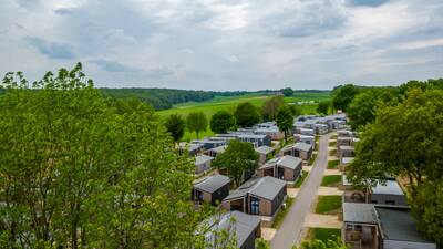 Aerial view of chalets at holiday park EuroParcs Gulperberg in South Limburg