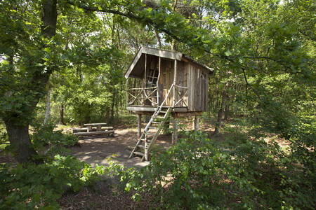 A tree house suitable for 2 adults and 2 children at Camping de Norgerberg