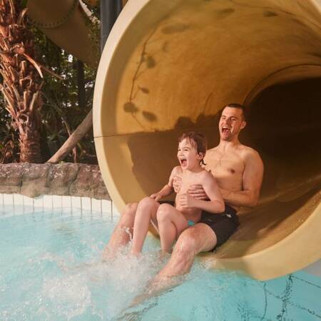 Ride down different slides in the Aqua Mundo in Center Parcs De Huttenheugte