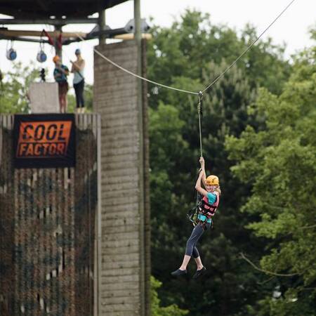 Shave at 12 meters height, 100 meters long on the Zip wire at Center Parcs Het Heijderbos