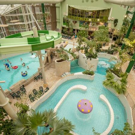 View from a slide over the Aqua Mundo in Center Parcs Les Ardennes