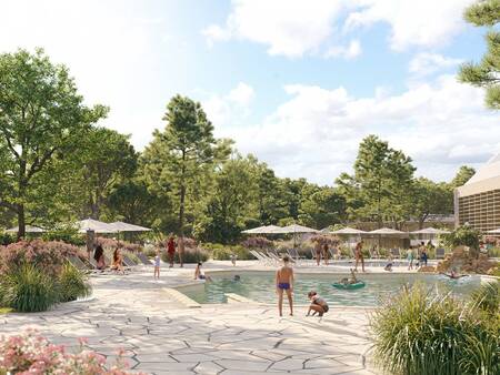 The outdoor pool in the Aqua Mundo of Center Parcs Les Landes de Gascogne