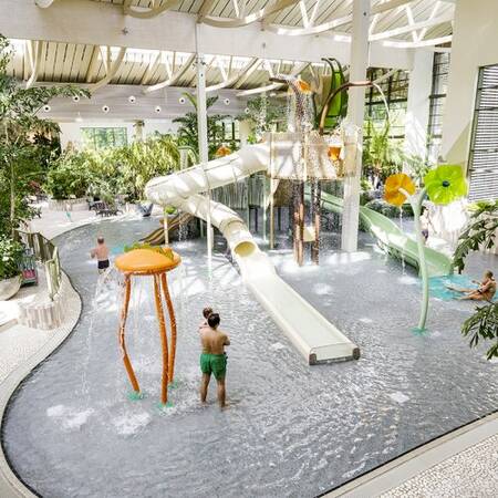 White slide in the Water Playhouse in the Aqua Mundo at Center Parcs Park Bostalsee