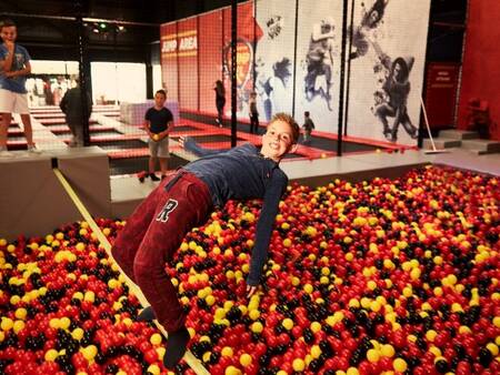 Jumping on the trampolines in Jump Town at Center Parcs Park Zandvoort