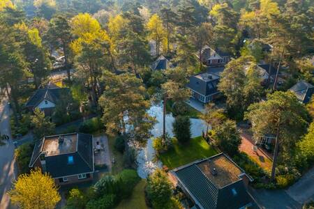 Aerial view of holiday homes in the woods at holiday park EuroParcs Beekbergen