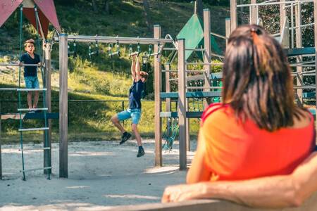 Children play in the playground at the EuroParcs Brunssummerheide holiday park