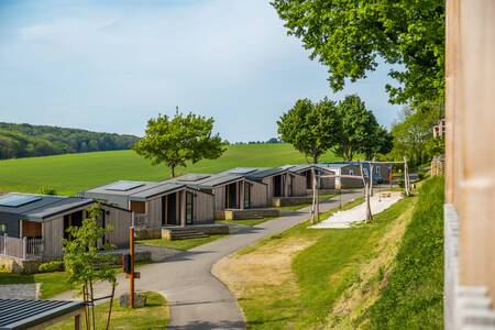 Chalets with a view of the hills of South Limburg at holiday park EuroParcs Gulperberg