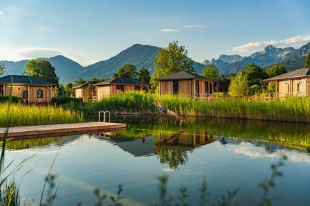 Holiday homes around the swimming pond at holiday park EuroParcs Rosental