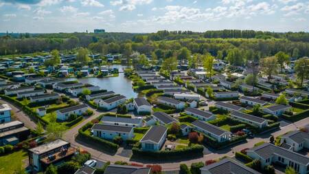 Aerial view of holiday homes at the EuroParcs Spaarnwoude holiday park