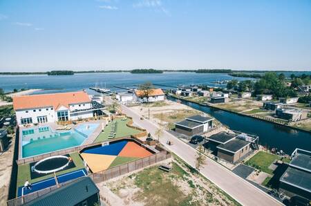 Aerial view of the EuroParcs Veluwemeer holiday park on Lake Veluwe