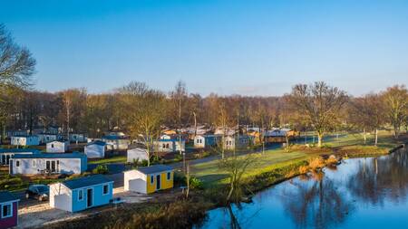Aerial view of chalets in the woods at the Europarcs Het Amsterdamse Bos holiday park
