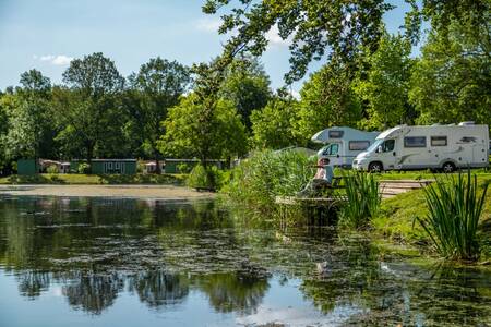 Campers on a motorhome pitch at the Europarcs Het Amsterdamse Bos holiday park
