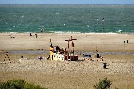 Playground equipment on the beach in the Vrouwenpolder at holiday park Fort den Haak