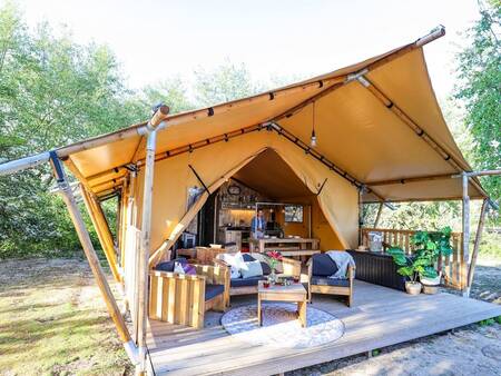 Safari tent with terrace at holiday park Landal Gooise Heide