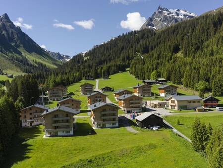 Aerial view of Landal Hochmontafon in a beautiful mountainous environment