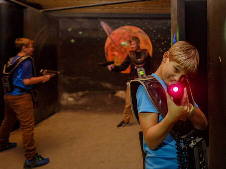 Children play laser tag at Landal Holiday Park Rønbjerg