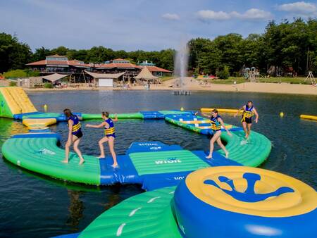 Children play in the Aquapark at the Landal Landgoed 't Loo holiday park