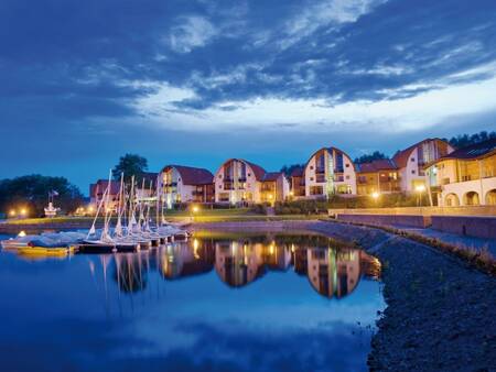 Night photo of Lake Lipno and Landal Waterpark Marina Lipno