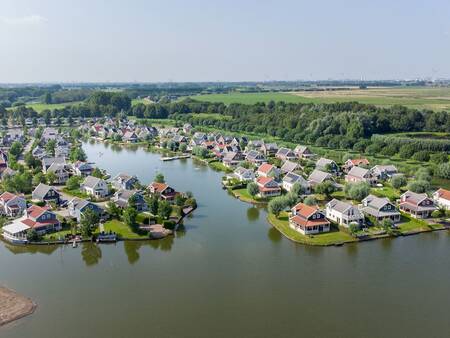 Aerial view of the water-rich holiday park Landal Zuytland Buiten