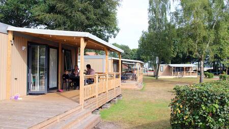 Chalets on a field at holiday park Molecaten Park De Agnietenberg