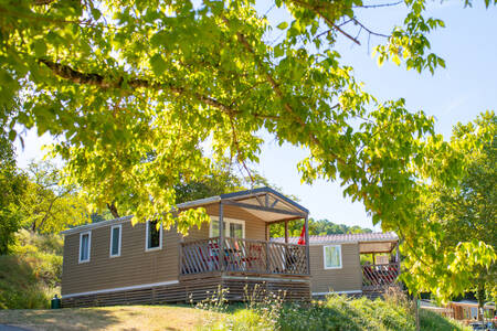 Mobile homes with covered veranda at holiday park RCN Le Moulin de la Pique