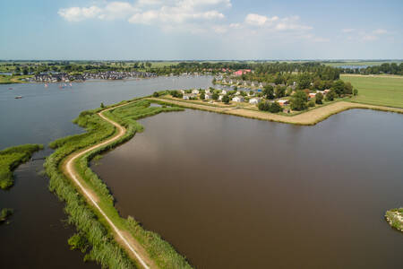 Aerial view of holiday park RCN de Potten and the Sneekermeer
