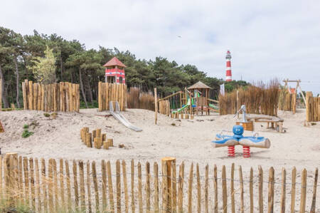 Playground equipment in the playground of the Roompot Ameland holiday park