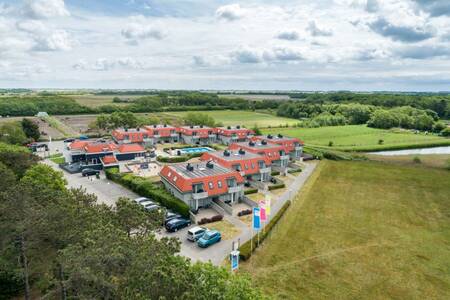 Aerial photo of apartments at Roompot Bosch en Zee apartment complex on Texel