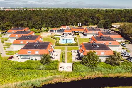Aerial photo of apartment complexes on Roompot Bosch en Zee apartment complex on Texel