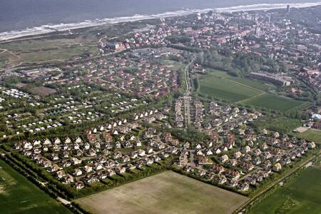 Aerial view of holiday homes at the Roompot Buitenhof Domburg holiday park
