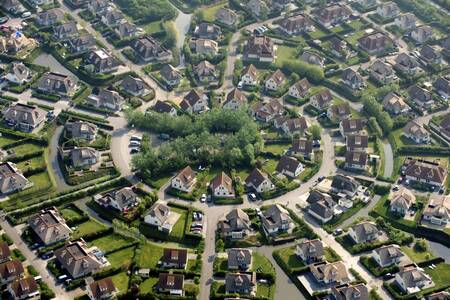 Aerial view of holiday homes at the Roompot Buitenhof Domburg holiday park