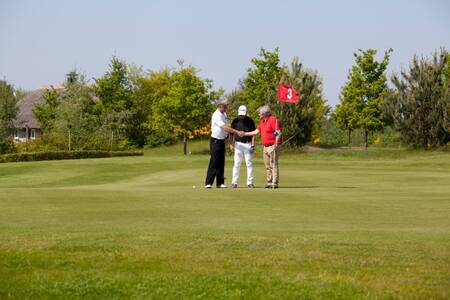 People are playing golf on the golf course of holiday park Roompot Buitenplaats De Hildenberg