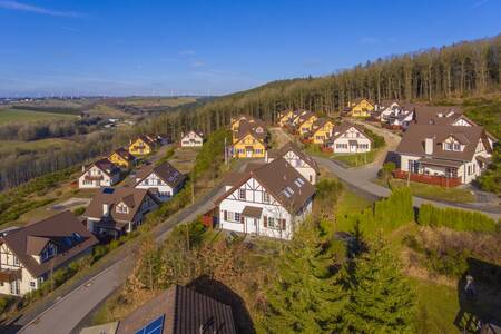Aerial view of holiday homes at the Roompot Eifelpark Kronenburger See holiday park