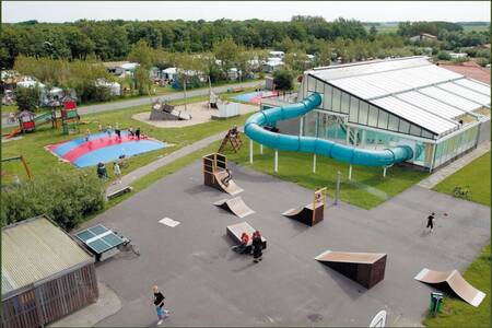 Skate track next to the swimming pool and playground at Roompot Holiday Park Callassande