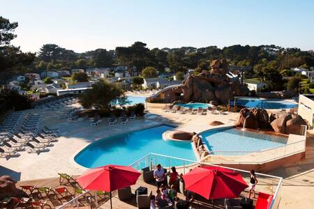 Aerial view of outdoor pools at the Roompot Le Ranolien holiday park
