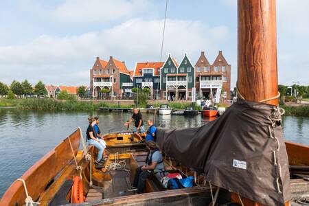 Photo taken from a boat on the Markermeer of holiday park Roompot Marinapark Volendam