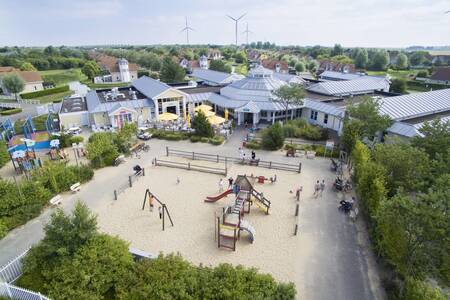 Aerial view of a playground at the Roompot North Sea holiday park Résidence De Banjaard