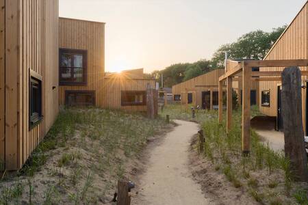 Dune lodges in a dune-like environment at the Roompot North Sea Resort Vlissingen holiday park