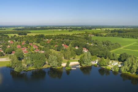 Aerial view of the lake and holiday homes at the Roompot Recreatiepark de Tolplas holiday park