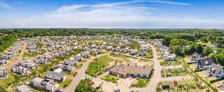 Aerial view of holiday homes at the Roompot Strandpark Duynhille holiday park