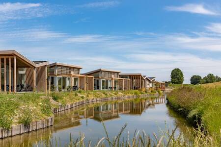 Some holiday homes on the water at the Roompot Water Village holiday park