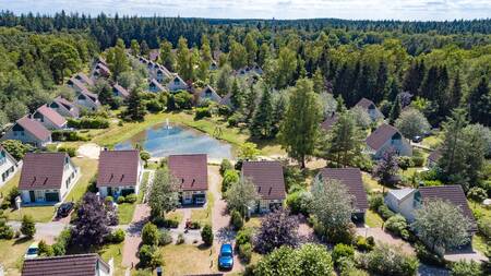 Aerial view of the Hellendoorn holiday park in the woods of Hellendoorn